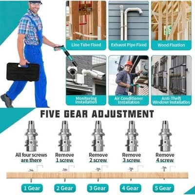 Manual Mini Steel Nail Gun Kit 5-Speed + 100 Nails Air Nailer Wall Shooting Tool - Thumbnail 20