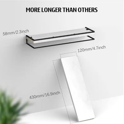 White Floating Shelves - Set of 2, Wall Mounted Hanging Shelves 16.9" x 4.7" - Thumbnail 2