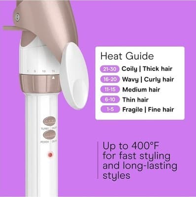 Conair Double Ceramic 1.25” Curling Iron Rose Gold, Instant Heat-Up, New in Box - Thumbnail 4