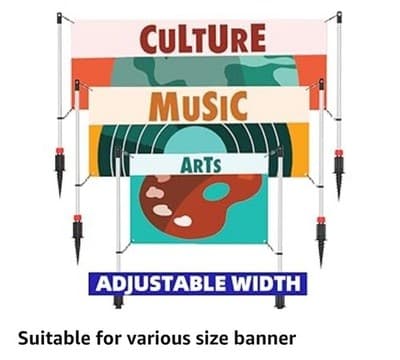 10FT Adjustable Outdoor Banner Stand Yard Sign Frame w/ Ground Spikes, Carry Bag - Thumbnail 8