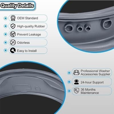 MDS47123619 Washer Door Boot Seal Gasket for LG Washers AP6236842 PS12081606 - Thumbnail 7