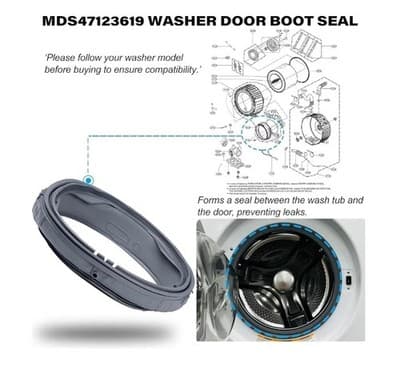 MDS47123619 Washer Door Boot Seal Gasket for LG Washers AP6236842 PS12081606 - Thumbnail 5
