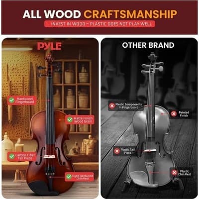 Pyle Violin, Full Size 4/4 Starter Kit w/ Case Bow Rosin Shoulder Rest #PGVILN20 - Thumbnail 4