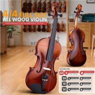 Pyle Violin, Full Size 4/4 Starter Kit w/ Case Bow Rosin Shoulder Rest #PGVILN20 - Thumbnail 2