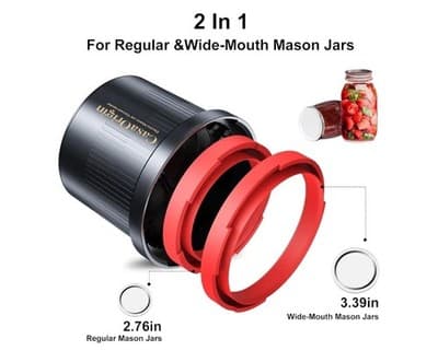 Electric Mason Jar Vacuum Sealer Kit for Wide & Regular Mouth Jars, 4 In 1 - Thumbnail 5