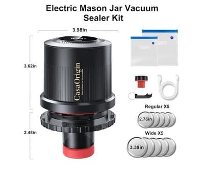 Electric Mason Jar Vacuum Sealer Kit for Wide & Regular Mouth Jars, 4 In 1 - Thumbnail 3