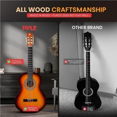 Pyle 36" Beginner Acoustic Guitar Kit 3/4 Size #PGACLS82SUN.9 - Thumbnail 8