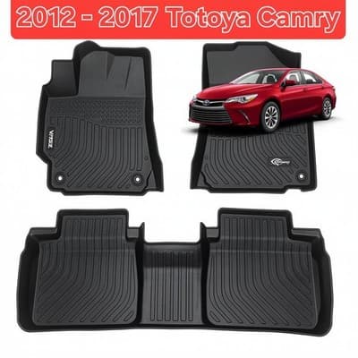 All Weather Floor Mats Set for 2012-2017 Toyota Camry TPE Front and Rear, Black - Image 1