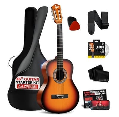 Pyle 36" Beginner Acoustic Guitar Kit 3/4 Size #PGACLS82SUN.9 - Thumbnail 2