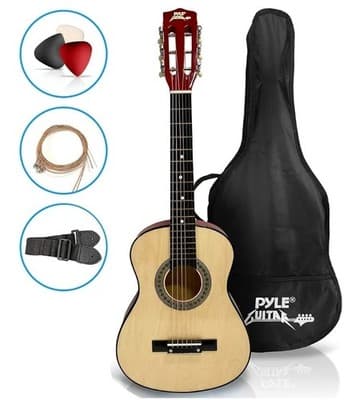 Pyle PGAKT30 30" Beginner Acoustic Guitar Kit w/ Gig Bag Strap Picks & Strings - Thumbnail 2