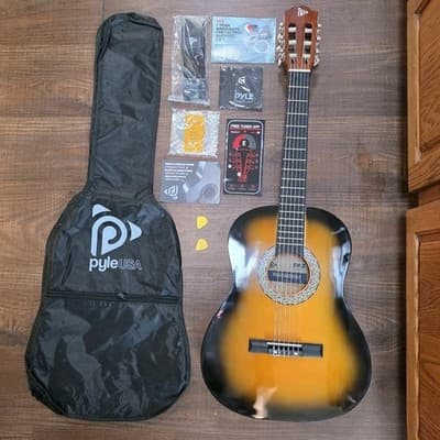 Pyle 36" Beginner Acoustic Guitar Kit 3/4 Size #PGACLS82SUN.9 - Image 1
