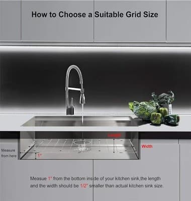 Kitchen Sink Grid and 26" x 14 1/16", Stainless Steel By Monsinta - Thumbnail 4