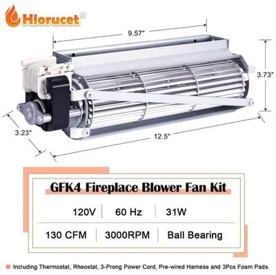 GFK4B Blower Fan Kit for Heatilator NDV4236I, Temco, Majestic, Lennox, Monessen - Thumbnail 2