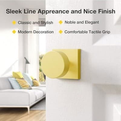 Gold Door Knob for Hallway, Closet and Bathroom Brushed Gold (1 Pack) Euvovito - Thumbnail 2