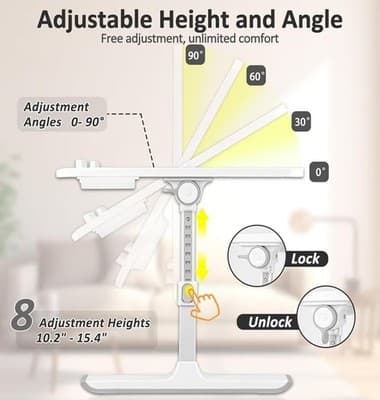 Adjustable Laptop Bed Desk Table Foldable 23.6" x 17.7" Non Slip Surface - Thumbnail 3