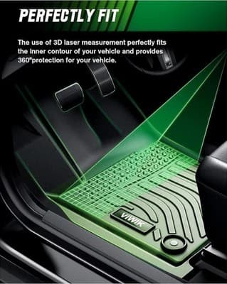 All Weather Floor Mats Set for 2012-2017 Toyota Camry TPE Front and Rear, Black - Thumbnail 2