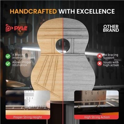 Pyle 36" Beginner Acoustic Guitar Kit 3/4 Size #PGACLS82SUN.9 - Thumbnail 10