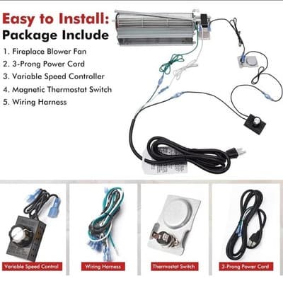 GFK4B Blower Fan Kit for Heatilator NDV4236I, Temco, Majestic, Lennox, Monessen - Thumbnail 9