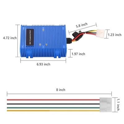 Golf Cart Voltage Reducer 36V/48V to 12V for EZGO Club Car Yamaha 30A 350W - Thumbnail 9