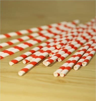 Red & White Paper Drinking Straws 5000Pcs(250 Per Pack) 7.75 inch Disposable - Thumbnail 4