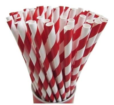 Red & White Paper Drinking Straws 5000Pcs(250 Per Pack) 7.75 inch Disposable - Thumbnail 3