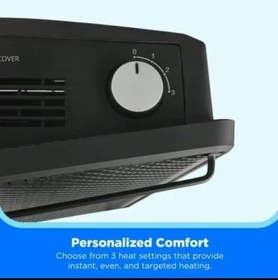 Midea 1500W Quartz Electric Space Heater w/ Adjustable Thermostat, Black - Thumbnail 8