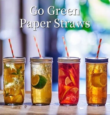 Red & White Paper Drinking Straws 5000Pcs(250 Per Pack) 7.75 inch Disposable - Thumbnail 2