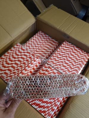 Red & White Paper Drinking Straws 5000Pcs(250 Per Pack) 7.75 inch Disposable - Thumbnail 5
