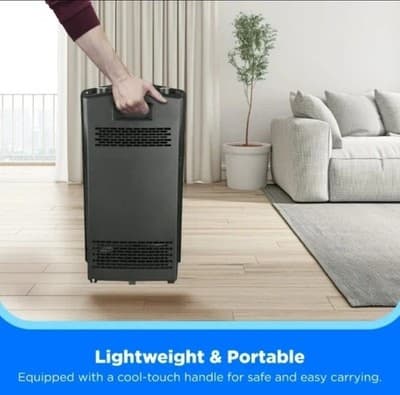 Midea 1500W Quartz Electric Space Heater w/ Adjustable Thermostat, Black - Thumbnail 9