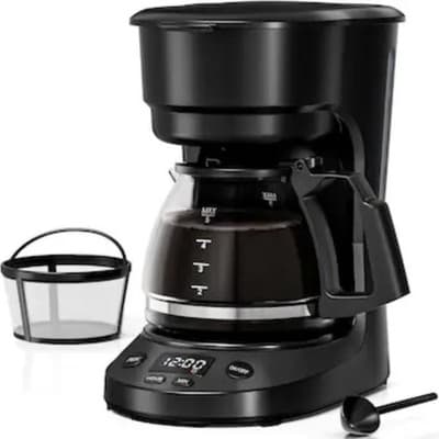 Compact 5 Cup Programmable Drip Coffee Maker Digital Clock 24 Hour Timer