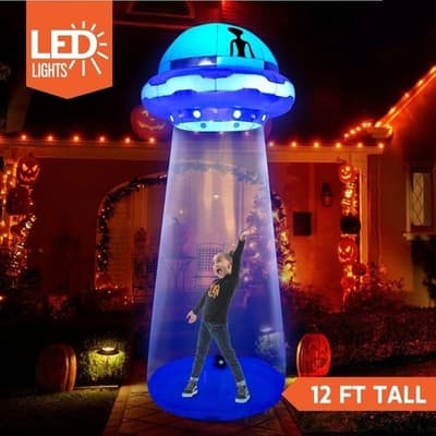 12FT Halloween Inflatable UFO Alien LED Lighted Yard Decoration Blow Up Outdoor - Thumbnail 6
