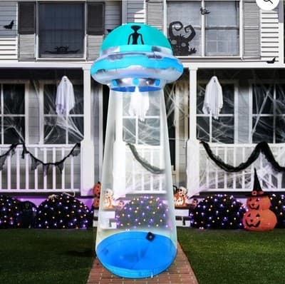 12FT Halloween Inflatable UFO Alien LED Lighted Yard Decoration Blow Up Outdoor - Thumbnail 5