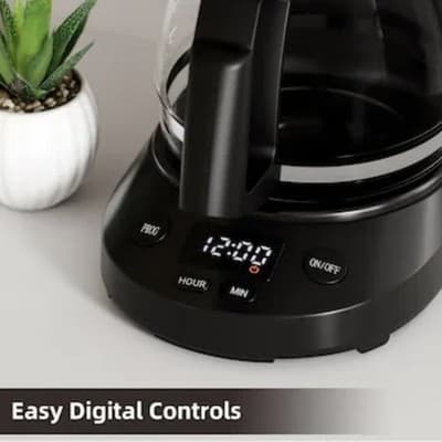 Compact 5 Cup Programmable Drip Coffee Maker Digital Clock 24 Hour Timer - Thumbnail 2