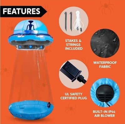12FT Halloween Inflatable UFO Alien LED Lighted Yard Decoration Blow Up Outdoor - Thumbnail 11