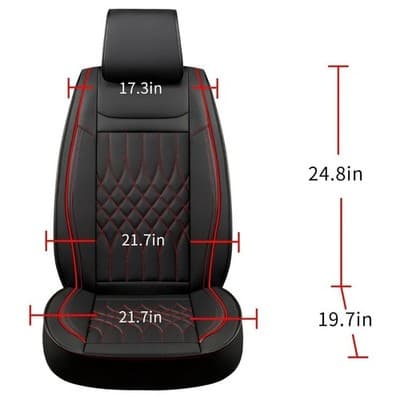 Leather Car Seat Covers Front and Back Universal Fit by SANWOM Black And Red - Thumbnail 7