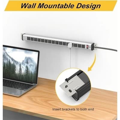 16 Outlet Surge Protector Power Strip, Heavy Duty Power Strip 24" Long 1.5" Wide - Thumbnail 4