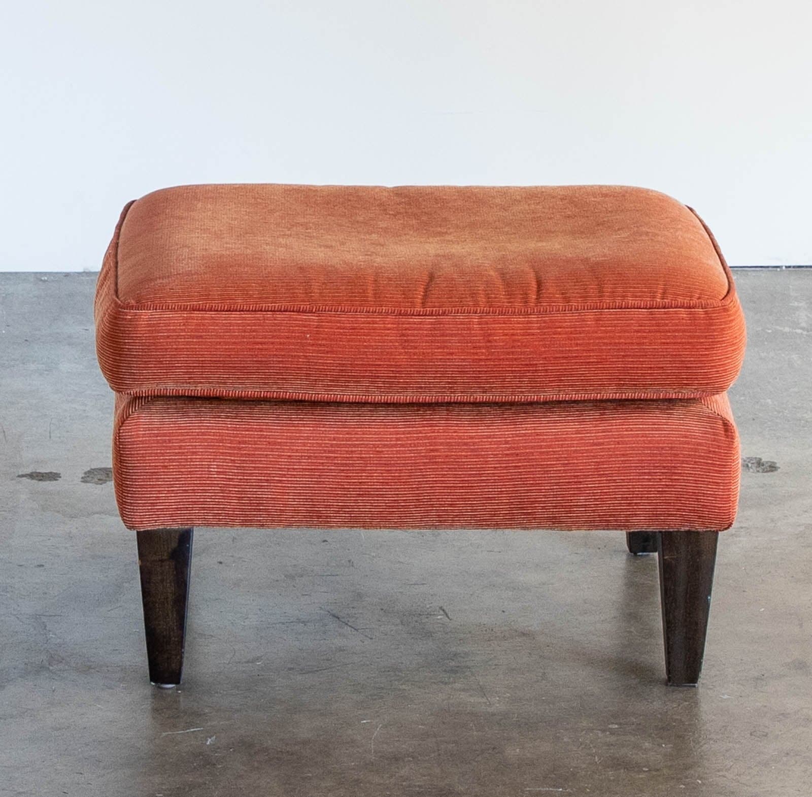 Crate & Barrel Upholstered Ottoman, Red - Image 1