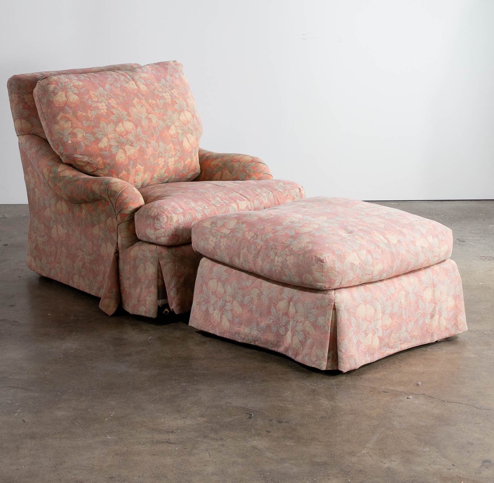 Floral Brocade Club Chair and Ottoman, by Belmar Co. of San Francisco - Image 1