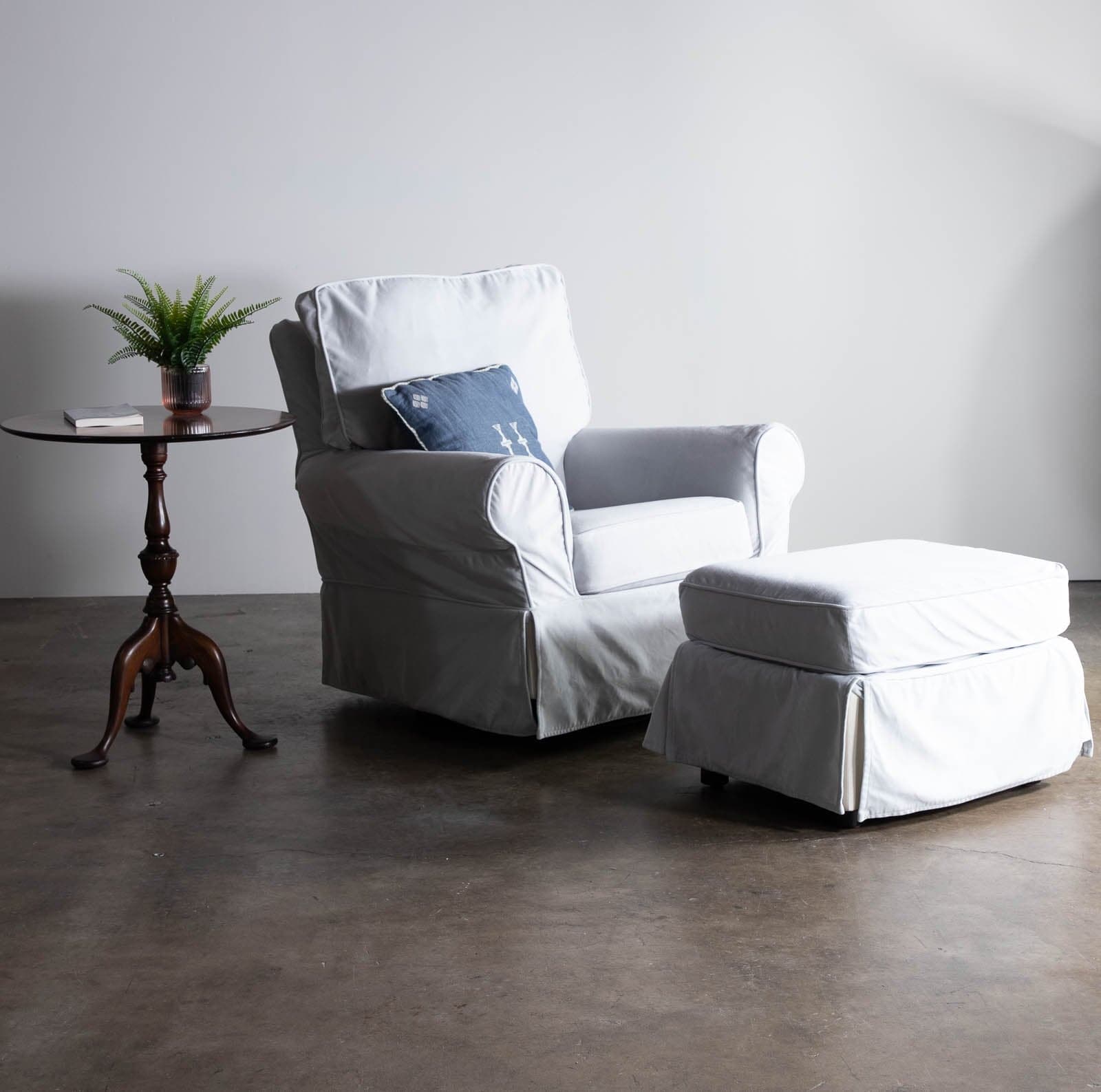 Pottery Barn Kids Grand Slipcovered Comfort Swivel Glider & Ottoman - Silver Gray Performance Everyday Velvet - Image 1