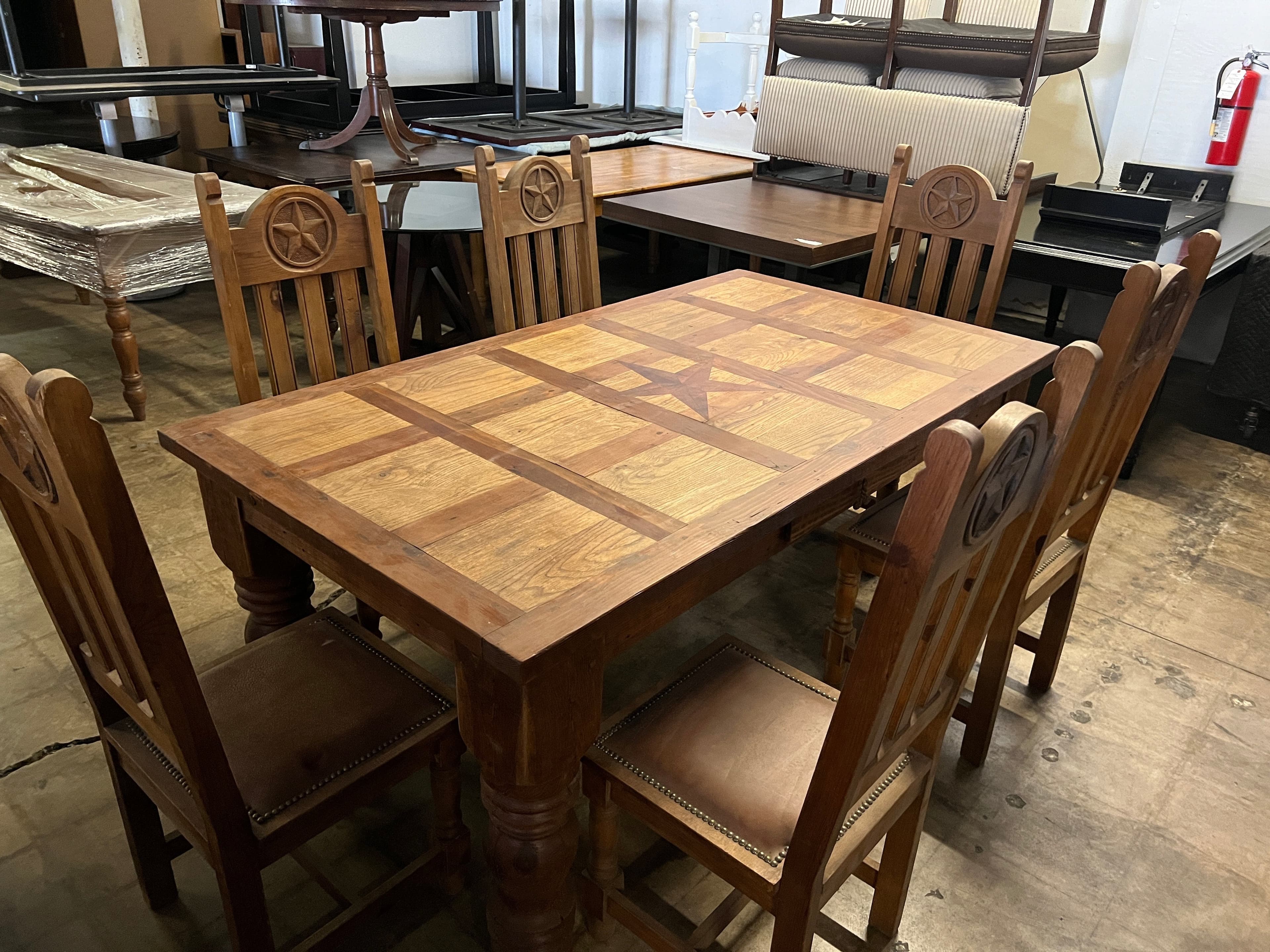 Rustic Texas Star Dining Table Set - Image 1