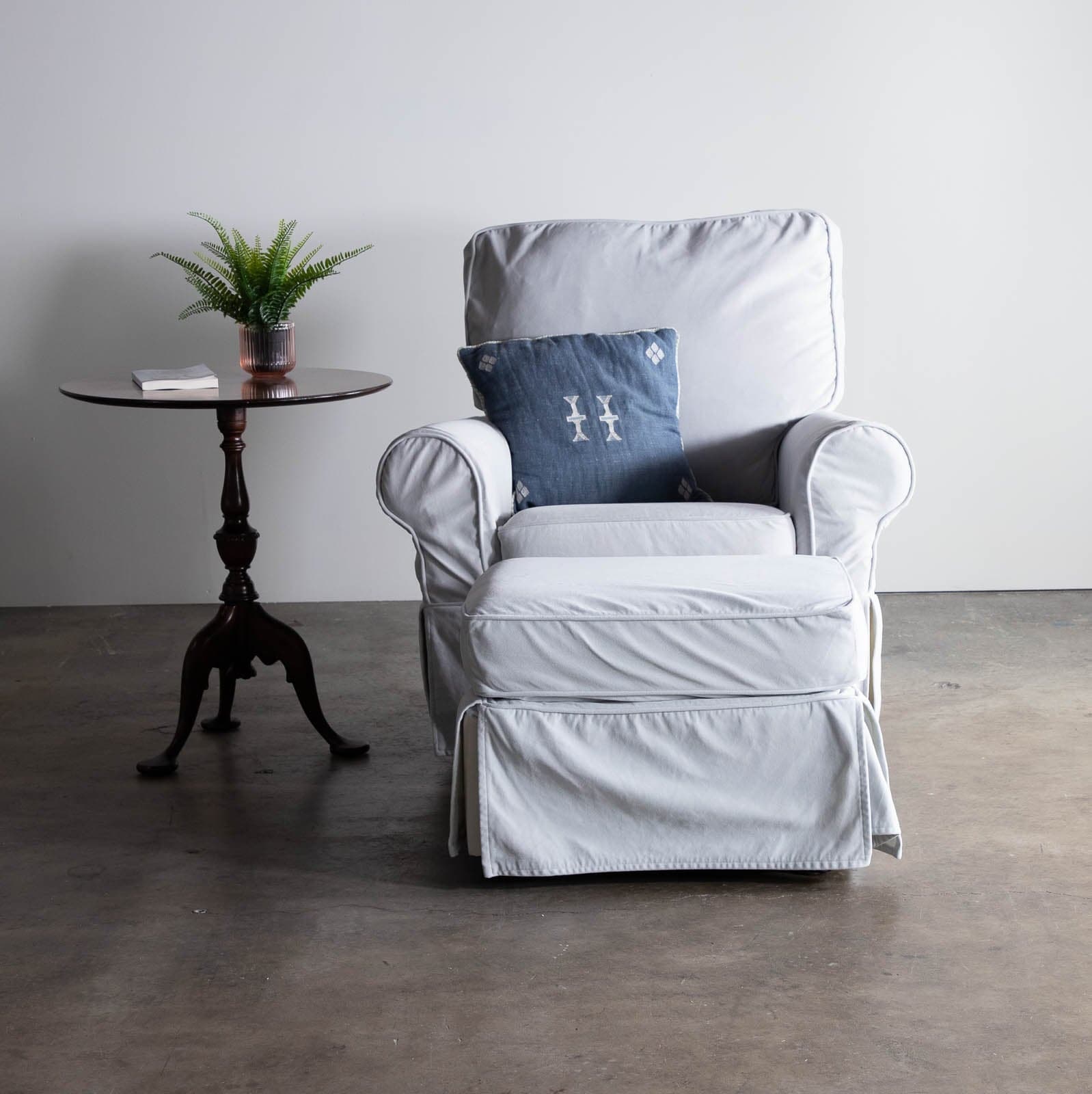 Pottery Barn Kids Grand Slipcovered Comfort Swivel Glider & Ottoman - Silver Gray Performance Everyday Velvet - Thumbnail 2