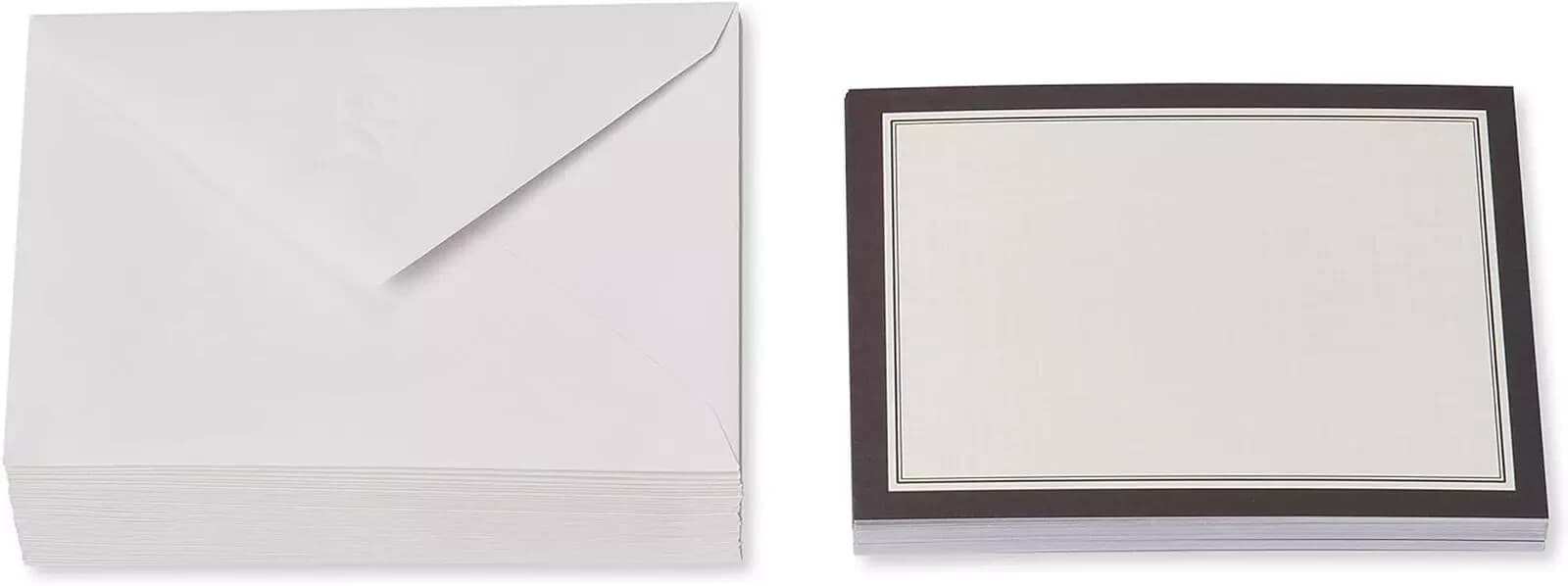 Single Panel Blank Cards with Envelopes, White with Black Border (25-Count) - Thumbnail 2