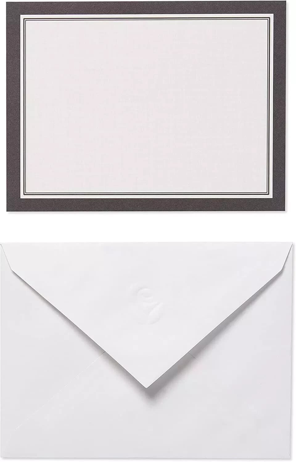 Single Panel Blank Cards with Envelopes, White with Black Border (25-Count) - Image 1