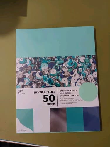 PA Paper Accents Glitter Cardstock 8.5" x 11" Silver, 85lb colored cardstock - Image 1