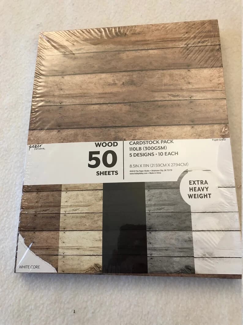 Heavy Cardstock - Set of - Wood Slats Themed Cardstock - RUSTIC (40) Sheets - Image 1