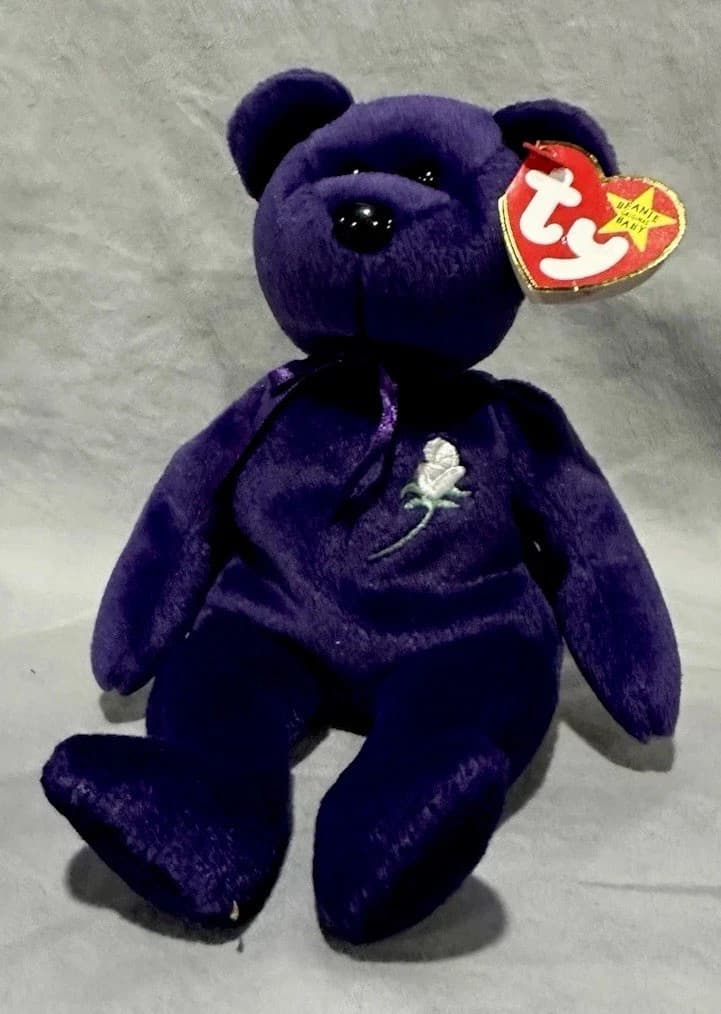 Ty Beanie Princess Diana Bear - 1997 Purple Plush With Tags - Thumbnail 2