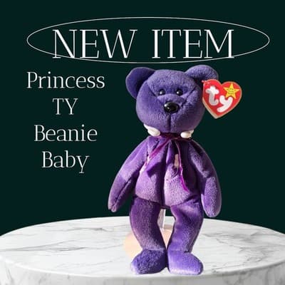 Ty Beanie Princess Diana Bear - 1997 Purple Plush With Tags - Image 1