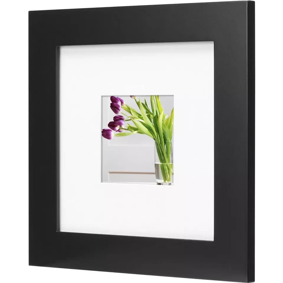Museum 8x8 Matted to 4x4 Flat Wide Gallery Picture Frame, Black - Thumbnail 3