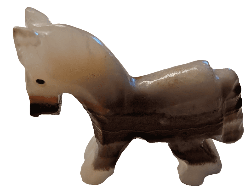 Vintage ALABASTER ONYX Mexico Carved Marble Stone Figure Donkey miniature 3" - Image 1