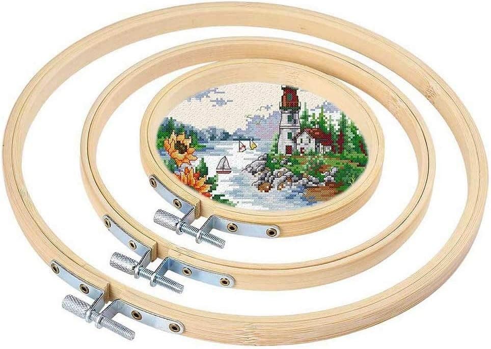 LOT OF 4 - Wood Embroidery Hoop: 4, 6, 8, 10 inch Hoops - Image 1